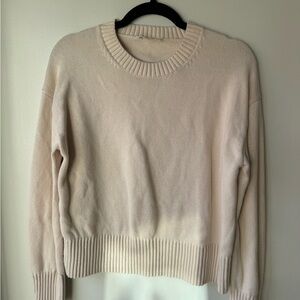 Everlane Women's Cream Cotton Crew Neck Sweater